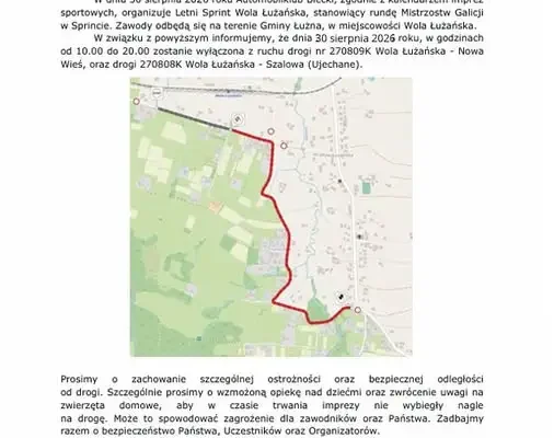 Letni Sprint w Woli Łużańskiej – 3. runda Mistrzostw Galicji już 30 sierpnia