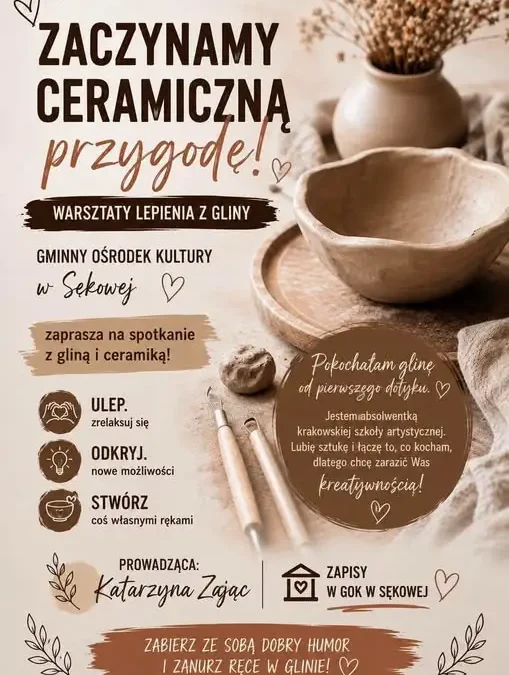 Nowa osoba w GOK Sękowa i warsztaty lepienia z gliny