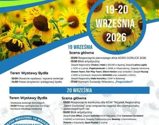 AGRO GORLICE 2026 – rolnicze święto w Bystrej już 19–20 września