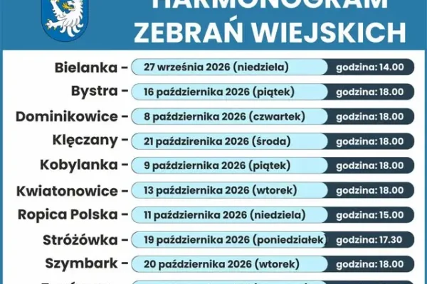 Gmina Gorlice ogłasza harmonogram zebrań wiejskich na jesień 2026