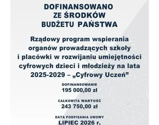 Gmina Łużna otrzymała 195 tys. zł na cyfryzację szkół w ramach programu „Cyfrowy Uczeń”