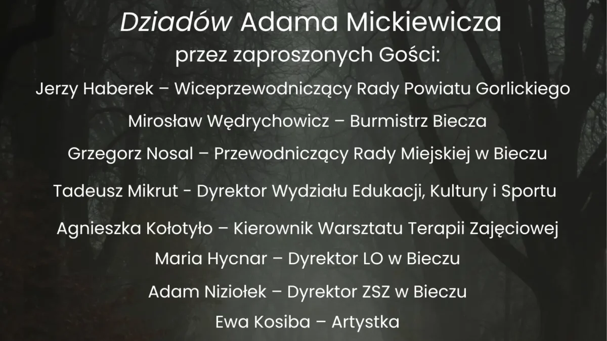 Narodowe Czytanie „Dziadów” w Bieczu – zaproszenie na 25 września