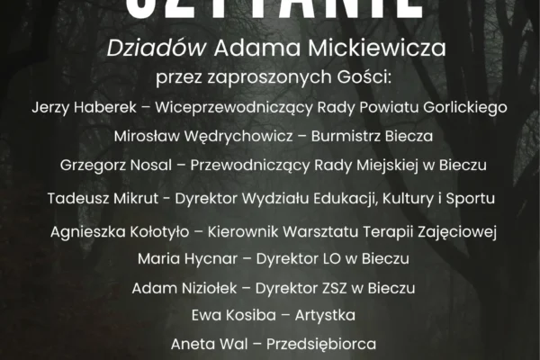 Narodowe Czytanie „Dziadów” w Bieczu – zaproszenie na 25 września