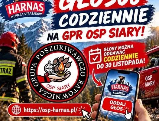 GPR OSP Siary walczy o wsparcie w konkursie „Harnaś wspiera strażaków”