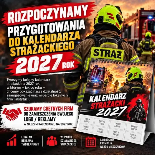 Kalendarz strażacki 2027 — OSP Łużna szuka firm do współpracy