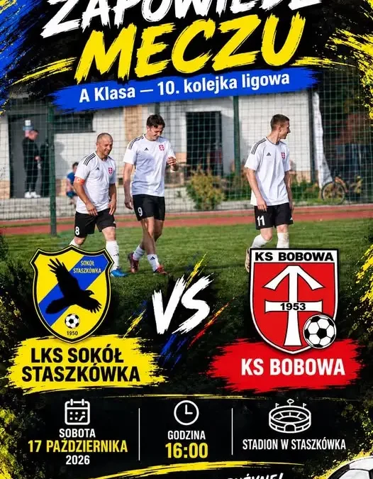LKS Sokół Staszkówka zmierzy się z KS Bobowa w 10. kolejce A Klasy