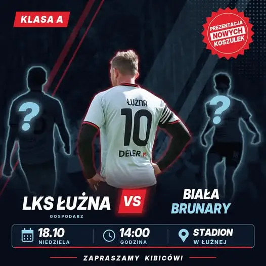 LKS Łużna zagra z Białą Brunary. Prezentacja nowych koszulek na stadionie
