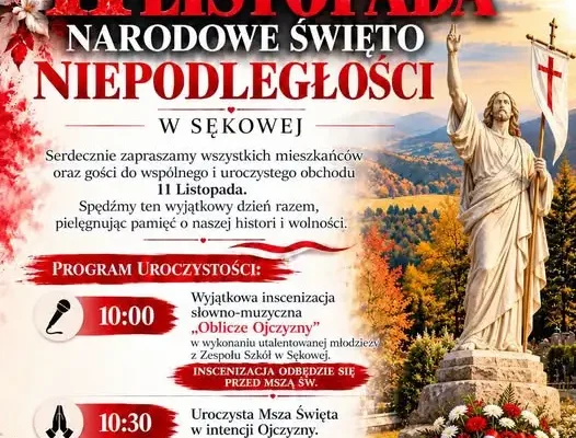 Gmina Sękowa zaprasza na obchody 11 Listopada – program uroczystości