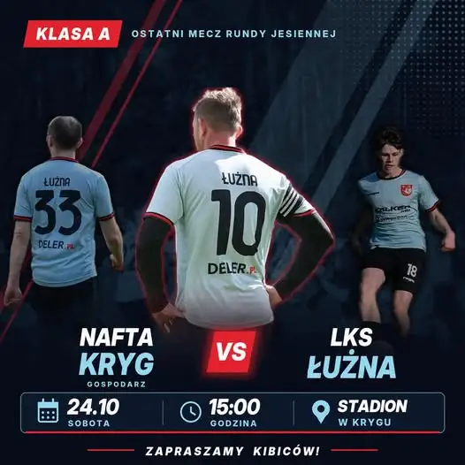 Ostatni mecz rundy jesiennej: LKS Nafta Kryg zmierzy się z LKS Łużna