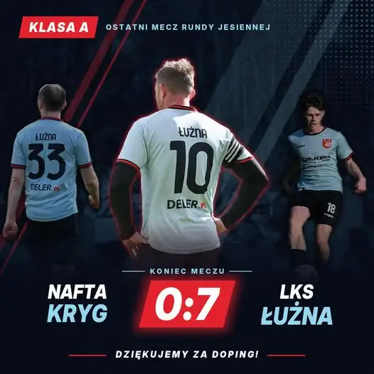 LKS Łużna rozbiła Naftę Kryg 7:0. Pięć goli Rafała Jurusia!
